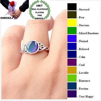 OMHXZJ RR1070 Engros Europæiske Mode Fint, Kvinde, Pige, Fest, Fødselsdag, Bryllup Gave Runde Farve-skiftende 18KT hvidguld Ring