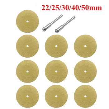 10stk/set 22/25/30/40/50mm Diamond savklinge Mini Dremel Opskæring Disc Hjul med 2stk plejlstang for Dremel Bore For Rotary