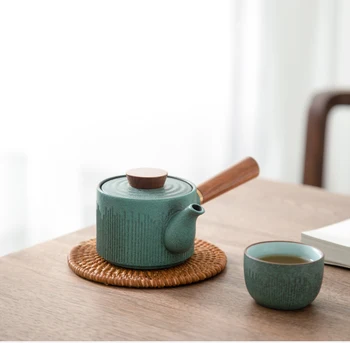 TANGPIN kinesisk keramik kyusu tekande grøn kinesisk te pot 150ml