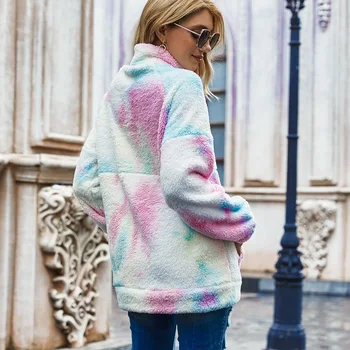 Kvinder Oversize Patchwork Slips Farvet Sweatshirts Vinter Fashion Foran Pakke Leopard Print Stå Krave Lange Ærmer Løs Pullovere