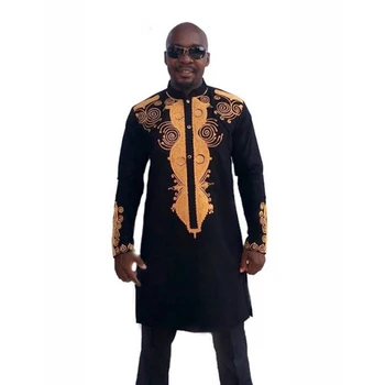 2020 Afrikanske Etniske Stil Trykt Herre Lange Shirts Mode Afslappet Slim Fit Kjole Stå Krave Skjorte, Pullover Top Plus Størrelse