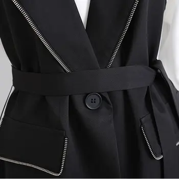 XITAO Patchwork Bindebånd i Taljen Shirt Kvinder 2020 Vinter Casual Mode Nye Stil, Temperament Match Kvinder Tøj ZY2614