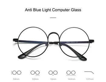 Retro Runde Computer Glas til Kvinder, Mænd Overdimensionerede Anti Blå Lys UV400 Metal Frame Klar Linse Blu-Ray-Blokering Eye Briller