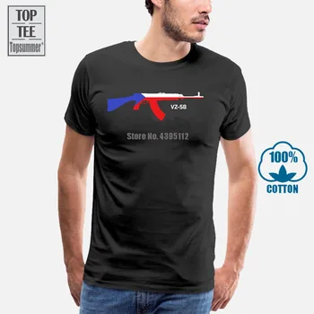 T-Shirt-Nyhed Cool Toppe Mænds kortærmet langærmet Tshirt Vz-58 Riffel Med Overlagt tjekkiet Flag Pels Tøj Toppe