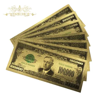 Farvet Amerika Guld Sedler USD 100000 Dollars Seddel Bedste Gaver til Indsamling Business-Souvenir-10stk/masse