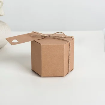 Enkel Europæiske 50STK Sekskantede Form Kraftpapir Max Party Gave Træ Kasser Bryllup Slik Holder Candy box Vise Indretning