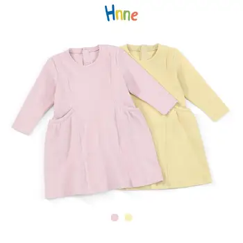 Hnne 2021 Spring Nye Piger Kjoler Med Lange Ærmer Casual Ensfarvet T-Shirt Kjole Sikkert Behagelig Høj Kvalitet Kids Tøj