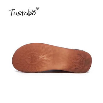 Tastabo 2019 Ægte Læder Original Håndlavet Dame Støvler Bløde bund sko Hverdagen Fritid Kvinders støvler Sort Brun S99511