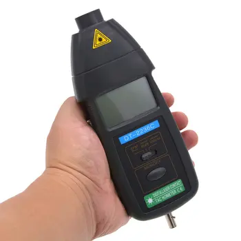 DT2236C 2 i 1 Hastighed Detektor Meter Laser RPM Omdrejningstæller LED Digital Optisk Kontakt Omdrejningstæller Detektor Meter