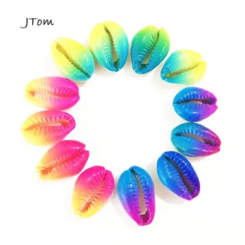 12pcs/Masse Regnbuens Farver 12x18MM Naturlige Dragon Cowrie Sea Shell Perler til gør det selv Smykker at Gøre Mode Tilbehør Engros 2019