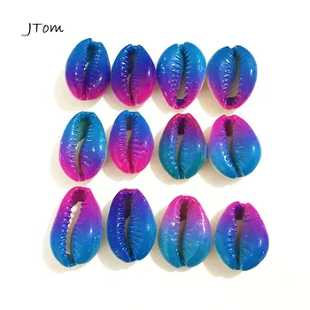 12pcs/Masse Regnbuens Farver 12x18MM Naturlige Dragon Cowrie Sea Shell Perler til gør det selv Smykker at Gøre Mode Tilbehør Engros 2019
