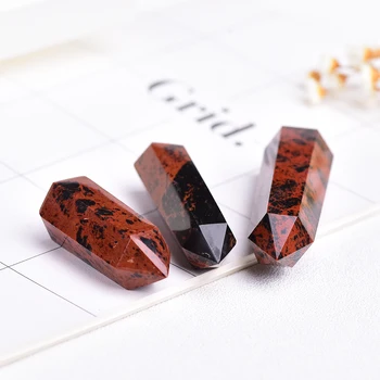 4-7cm 1PC Naturlige Sten rød Obsidian Sekskantede Krystal Punkt Kolonne Mineral Ornament Healing Wand Hjem Indretning og Dekoration