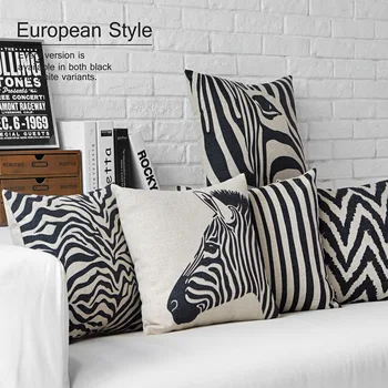 Moderne sort hvid zebra pude ,Kreative leopard pude ,Linned pudebetræk,sofa puder hjem dekorative Puder