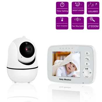 Trådløs babyalarm,3,2 tommer LCD-Skærm Spædbarn Night Vision Kamera,temperaturføler , Understøtter ryster hovedet rotation