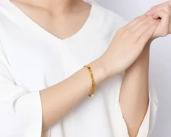 Udsøgt Design, Titanium Stål med Romertal Armbånd til Kvinde Luksus Krystal Guld Cuff Armbånd & Øreringe til Mode Smykker
