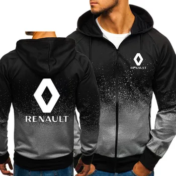 Ny Mode Mænd Hættetrøje Coat Renault Fleece Hættetrøjer Slank Jakker Cardigan Sweatshirt Renault Logo Mænd Tøj Pels