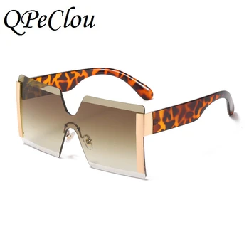 QPeClou Nye Mode, Vintage Overdimensionerede Square Solbriller Kvinder Brand Designer Uindfattede Et Stykke Sol Briller Kvindelige Oculos De Sol