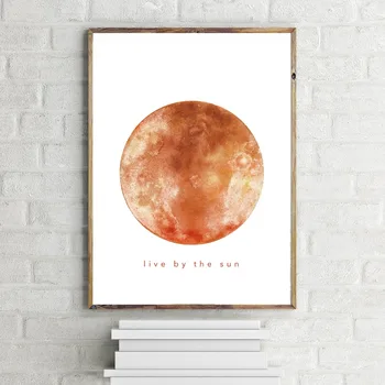 Live fra Solen Kærlighed ved Månen, Akvarel Print, Frem for Bed Indretning, Solen og Månen, en plakat, en Minimalistisk, Moderne Kunst på væggene