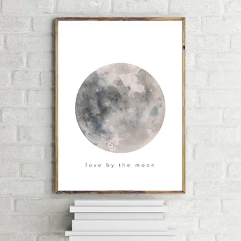 Live fra Solen Kærlighed ved Månen, Akvarel Print, Frem for Bed Indretning, Solen og Månen, en plakat, en Minimalistisk, Moderne Kunst på væggene