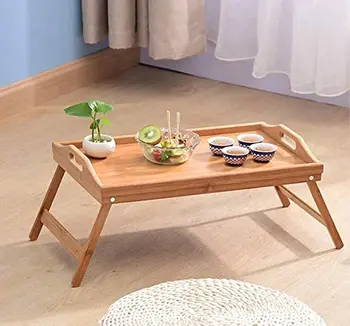 Tabel bakke for bambus seng, bord med sammenklappelige ben, Naturlige, 50x30x23 cm