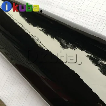 Super Gloss Black Wrap Blank Folie Bil Indpakning Blank Roll Vandtæt Bil Styling Vinyl 1.52*30 meter/rulle