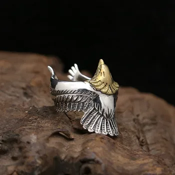 925 Sterling Silver Eagle Ringe til Mænd Tibetansk Sølv DIY Anti-Allergisk Bred Resizable Ringe S925 Hot Salg Part Sølv Ringe