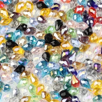 JHNBY Briolette Vedhæng Dråber Østrigske krystal perler 5*8mm 50stk Dråbeformet glas løse perler til smykkefremstilling af armbånd DIY