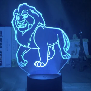 The Lion King Simba Figur 3D-Illusion Nat Lys Disney Tegnefilm LED Akryl Touch bordlampe Kids Soveværelse Dekoration Lys