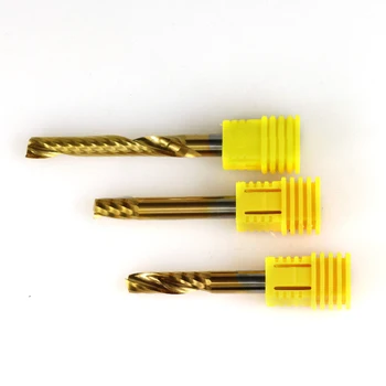 Enkelt Fløjte endefræsere TiN-Belægning 4-6 mm Skaft Spiral Router Cutter Bits CNC Wolfram Carbide Fræser Tråd Router Mølle