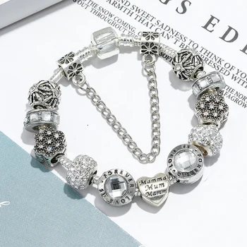 BAOPON Europæisk Stil Crystal Heart Perler Armbånd DIY Fashion Brand armbånd & Armbånd Til Kvinder Nice Smykker Gave
