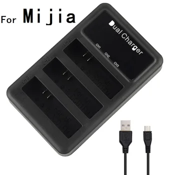 Nye LED-3 Slots USB Batterier Oplader Dobbelt batterioplader til Xiao mi Mijia 4K Mini Action Kameraer Mijia Tilbehør