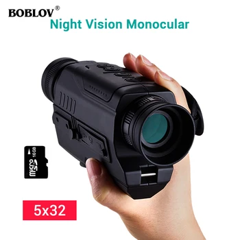 Boblov 5x32 Infrarød Night Vision Bærbare Monokulare Digital Anvendelsesområde Teleskop Sikkerhed Kamera Til Udendørs Jagt 16GB DVR Enhed