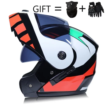 2 Gaver Til Unisex-Racing Motocross Hjelme Modulære Dobbelt Linse Motorcykel Hjelm Fuld Ansigtsmaske, Som Skal Sikre Flip Op Hjelm Cascos Para Moto