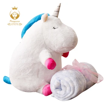 1STK 50cm søde unicorn plys udstoppet legetøj, unicorn to-i-en pude aircondition tæppe, kids legetøj, boligindretning