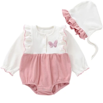 Nyfødte Spædbarn 2020 Foråret Efteråret Tøj Dejlige Søde Pige Baby Body+Cap 2stk Kids Tøj- Bomuld af Høj Kvalitet, Udstyr