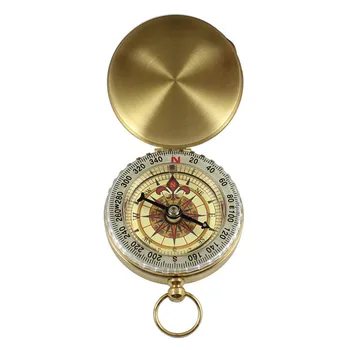 Ren Kobber Clamshell Kompas Lysende Lomme Kompas Bærbare Udendørs Messing Guld Farve Kobber Kompas Navigation Tools