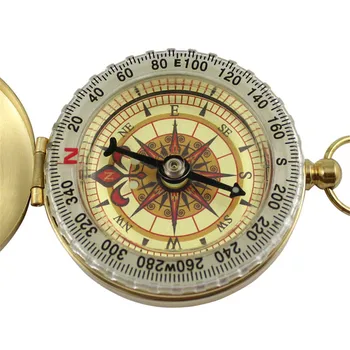 Ren Kobber Clamshell Kompas Lysende Lomme Kompas Bærbare Udendørs Messing Guld Farve Kobber Kompas Navigation Tools