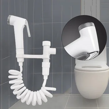 Hvid Bidet Spray Chrome Hygiejnisk Toilet Brusehoved 1,5 M Slange Længde Kit Sæt