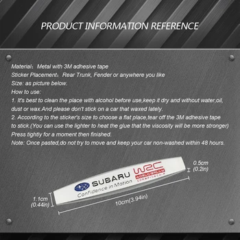 For Subaru STI Skovfoged XV Outback Impreza WRX Arv BRZ Bil Side Mærkat Mærkat Emblem Fender Holdbar Styling, Auto Tilbehør