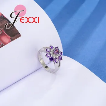 Brudekjoler, Vielsesringe Smykker Til Kvinder Elgant Lilla Cubic Zirconia 925 Sterling Sølv Engagement Løfte Ring Bijoux