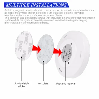 6 LED-PIR-bevægelsesføler, Aktiveres Night Light Skab Korridor Kabinet Induktion Lampe Magnetiske væglampe USB-Genopladelige