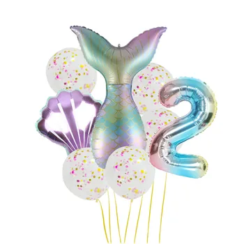 Mermaid Tema Fødselsdagsfest Antal Ballon Dekoration Happy Birthday Party Dekoration Til Børn, Baby Shower Fest Forsyninger