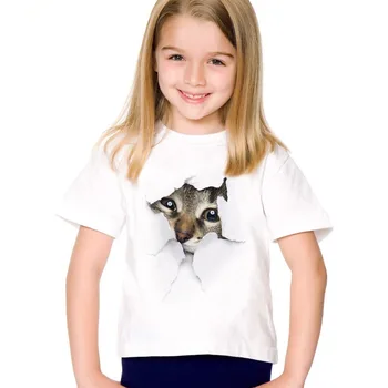 2020 nye Mode Sommer Søde Børn, Tøj Til Børn, Pige Korte Ærmer Udskrive 3d-Cat T-Shirts, Toppe Baby Tøj