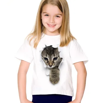 2020 nye Mode Sommer Søde Børn, Tøj Til Børn, Pige Korte Ærmer Udskrive 3d-Cat T-Shirts, Toppe Baby Tøj