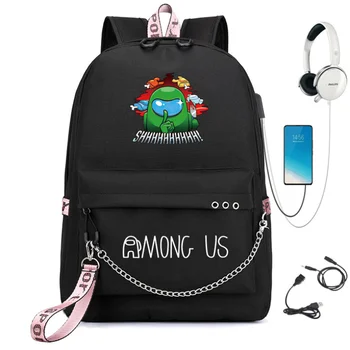 Blandt OS Vildt Rygsæk Med Kæde Teenagere Unisex Kapacitet skoletasker USB charge Bedrager Studerende Mochilas Infantil