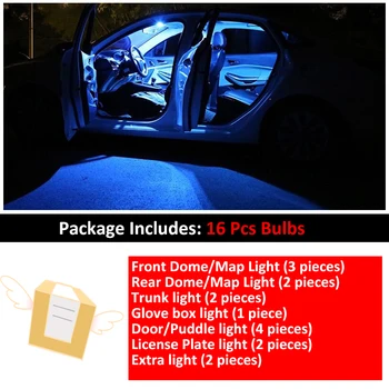 16Pcs Bil Hvid Indvendig LED-Pærer Pakke Kit For Skoda Fabia 2 MK2 MK II 2008-Kort Dome Kuffert Lampe Ice Blue