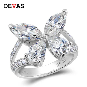 OEVAS 925 Sterling Sølv Glitrende High Carbon Dimaond Butterfly Ringe Til Kvinder Jubilæum Gave Piger Part Fine Smykker