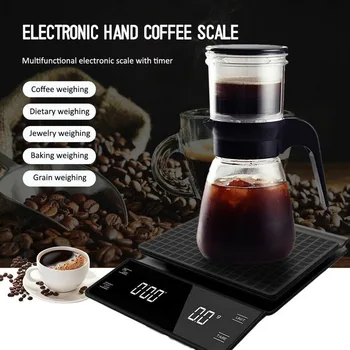 3kg Drypper Kaffe Skala FØRTE Timer Præcision Bærbare Smykker Bagning Smart Gram Digitale Elektroniske Hæld det Over Cafe Køkken Skala