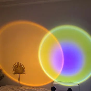 2021 USB-Knappen, Rainbow Solnedgang Projektor Atmosfære Led Nat Lys med Hjem Coffe Shop Baggrund vægdekoration Farverige Lampe