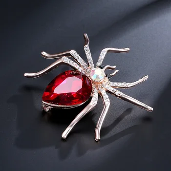 Hesiod Luksus Rhinestone Spider Brocher Pins Guld Farve Søde Insekt Broche Corsage Banket Bryllup Smykker Gaver